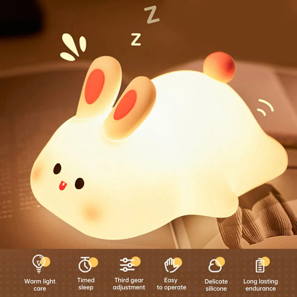 LED Night Light Cute Big Face Rabbit