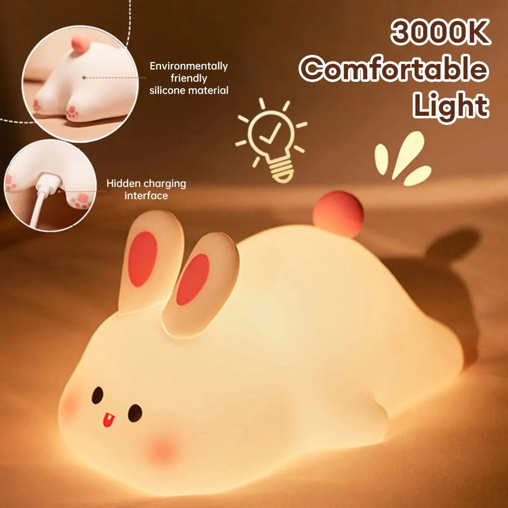 LED Night Light Cute Big Face Rabbit