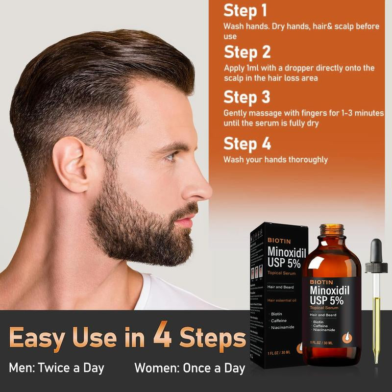30Ml Minoxidil 5% – Just a Few Drops a Day for Fuller Hair or a Thicker Beard. Works for Both Men & Women!